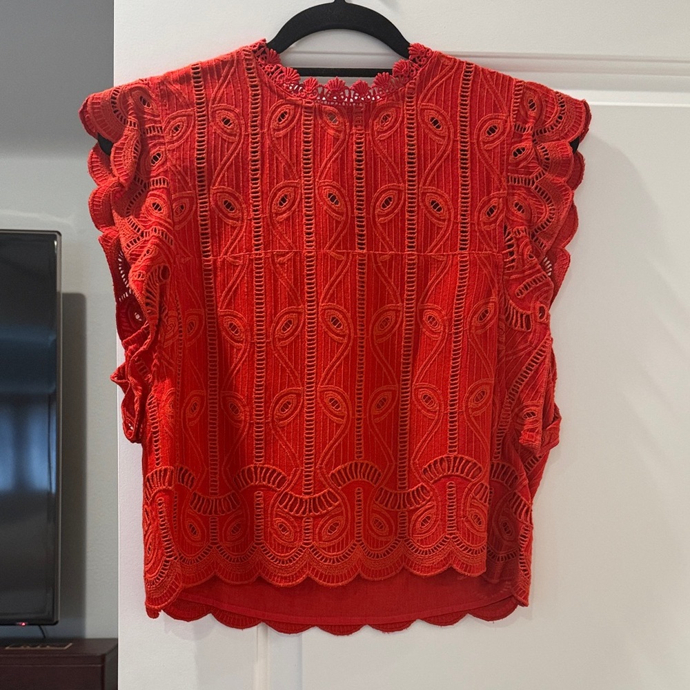 Tularosa Vibrant Red Lace Blouse